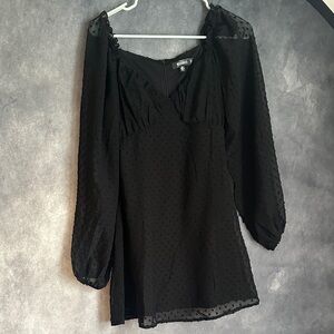 Missguided Black Sheer Peasant Style Dress